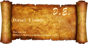 Dunai Elemér névjegykártya